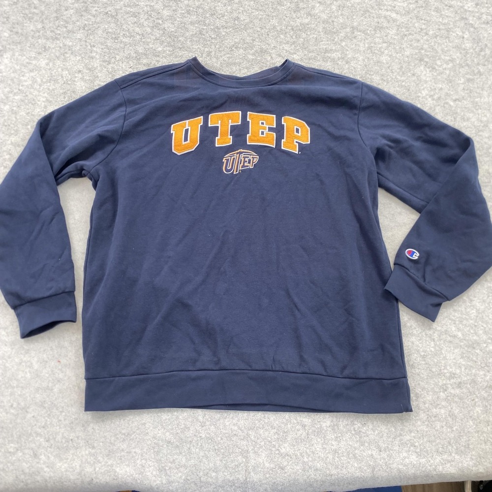 UTEP Miners Sweatshirt Mens XL Navy Blue NCAA College Champion Fleece Crewneck